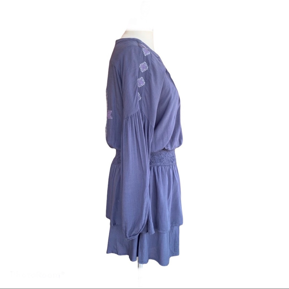 NWT Hummingbird Embroidery Ruching Mini Dress Size M - Picture 5 of 8